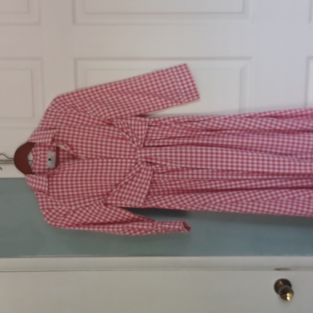 Pink gingham maxi shirtdress